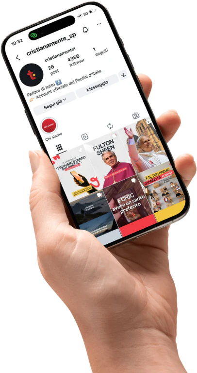 Smartphone con il profilo Instagram di Cristianamente