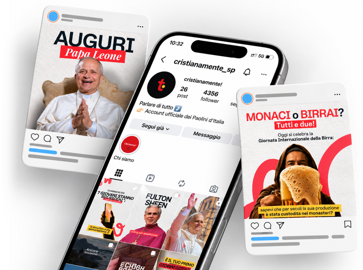 Il profilo Instagram di Cristianamente e alcuni contenuti pubblicati